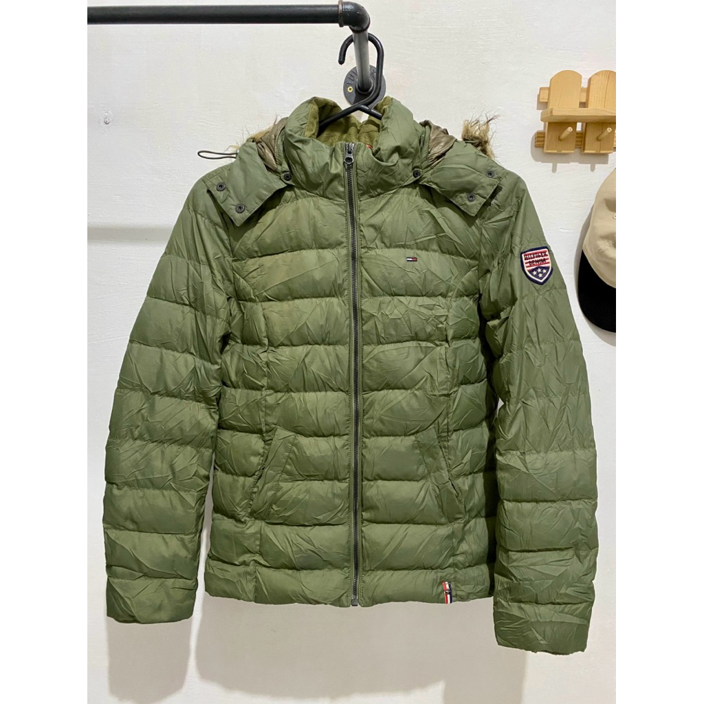 Puffer Down Bulang Hoody Bulu Tommy Hilfiger Hijau Army