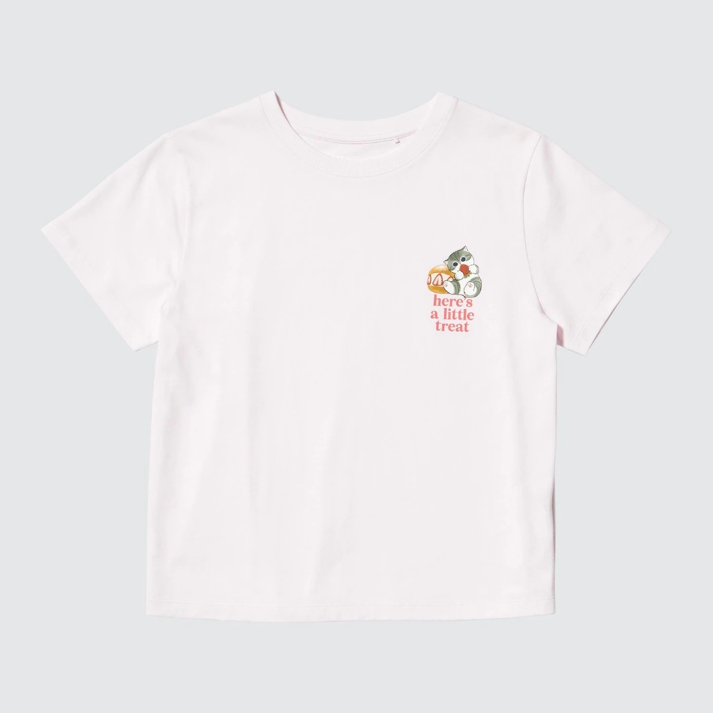 Tshirt Uniqlo x Mofusand (Sweets Meow 03) | UT Mofusand Kaos Lengan Pendek - Baby Pink