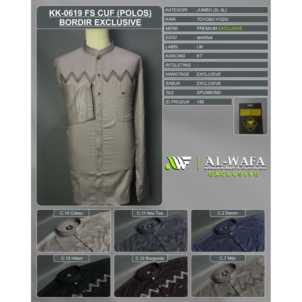 Al-Wafa Koko JUMBO Warna Lengan Panjang Motif Terbaru  Baju Muslim Alwafa  Baju Koko Alwafa JUMBO