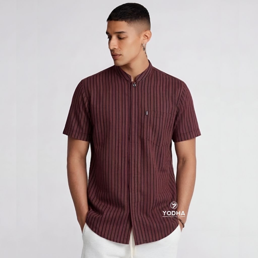 BAJU KOKO PENDEK LURIK SURJAN JAWA KEMEJA SHANGHAI PRIA MUSLIM KEMKO DEWASA BASIC KATUN ANAK SANTRI