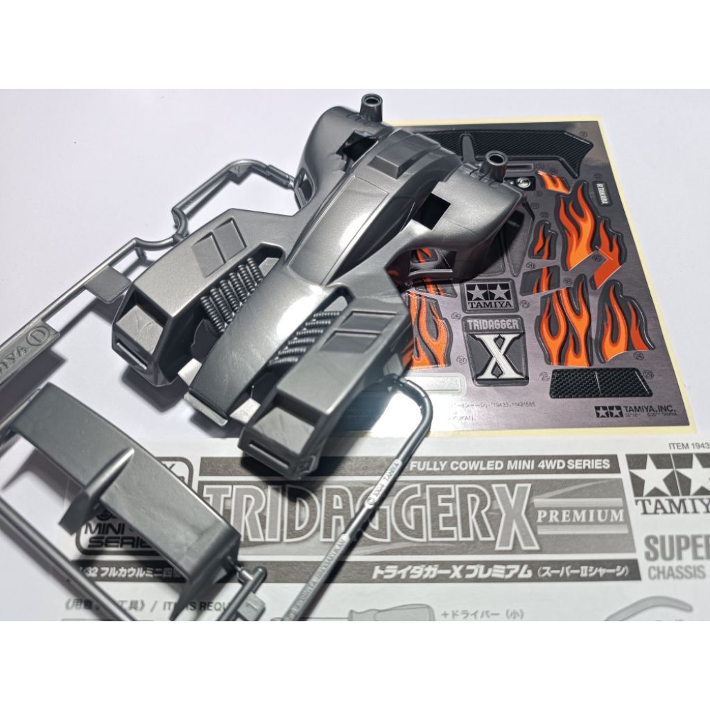 Body decal/sticker dan box/dus Tridagger X premium original tamiya