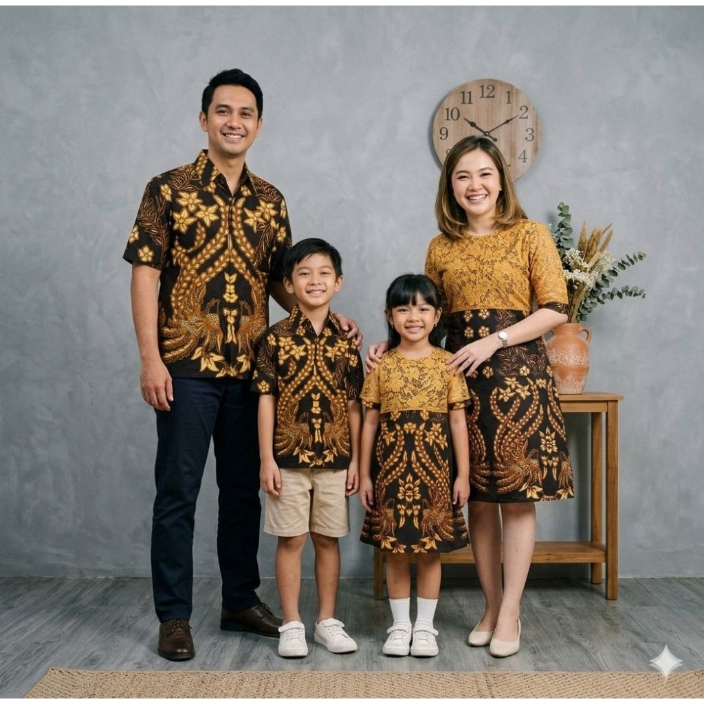 Baju Couple Keluarga Ayah Ibu Anak Laki-Laki Anak Perempuan Dress Brokat Pasangan Pria Wanita Lengan