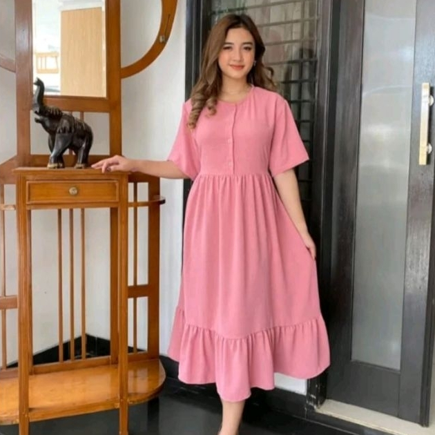 Daster Crinkle Nadira dress daster wanita crinkle airflow terbaru daster polos crinkle airflow jumbo