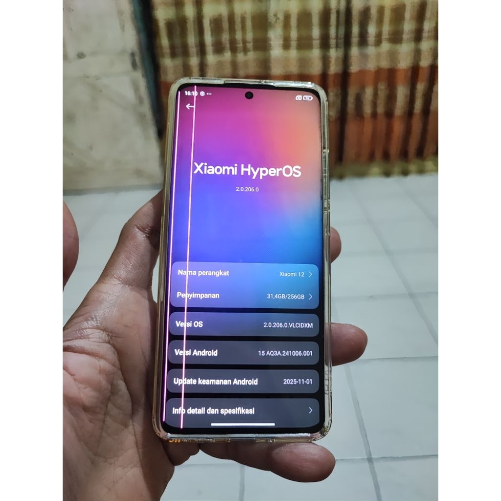 Xiaomi 12 minus pinkline sama backdoor retak