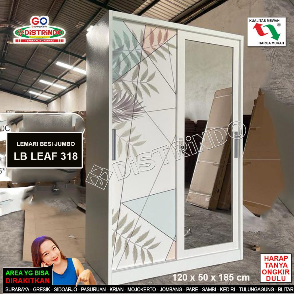 Lemari Pakaian Besi Minimalis / Lemari Sliding / Lemari Besi 4PINTU / Lemari Sliding 2Pintu