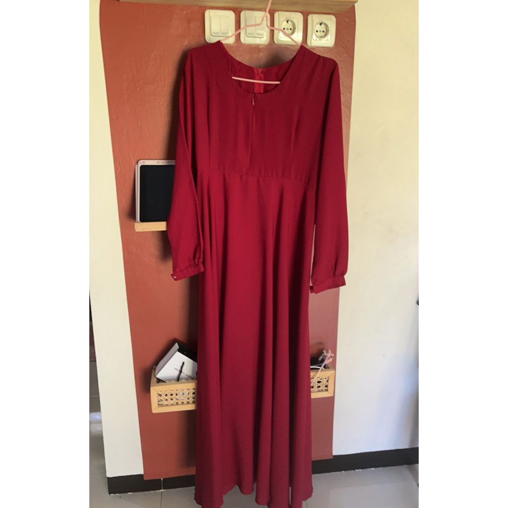 PL gamis ceruty babydoll warna maroon