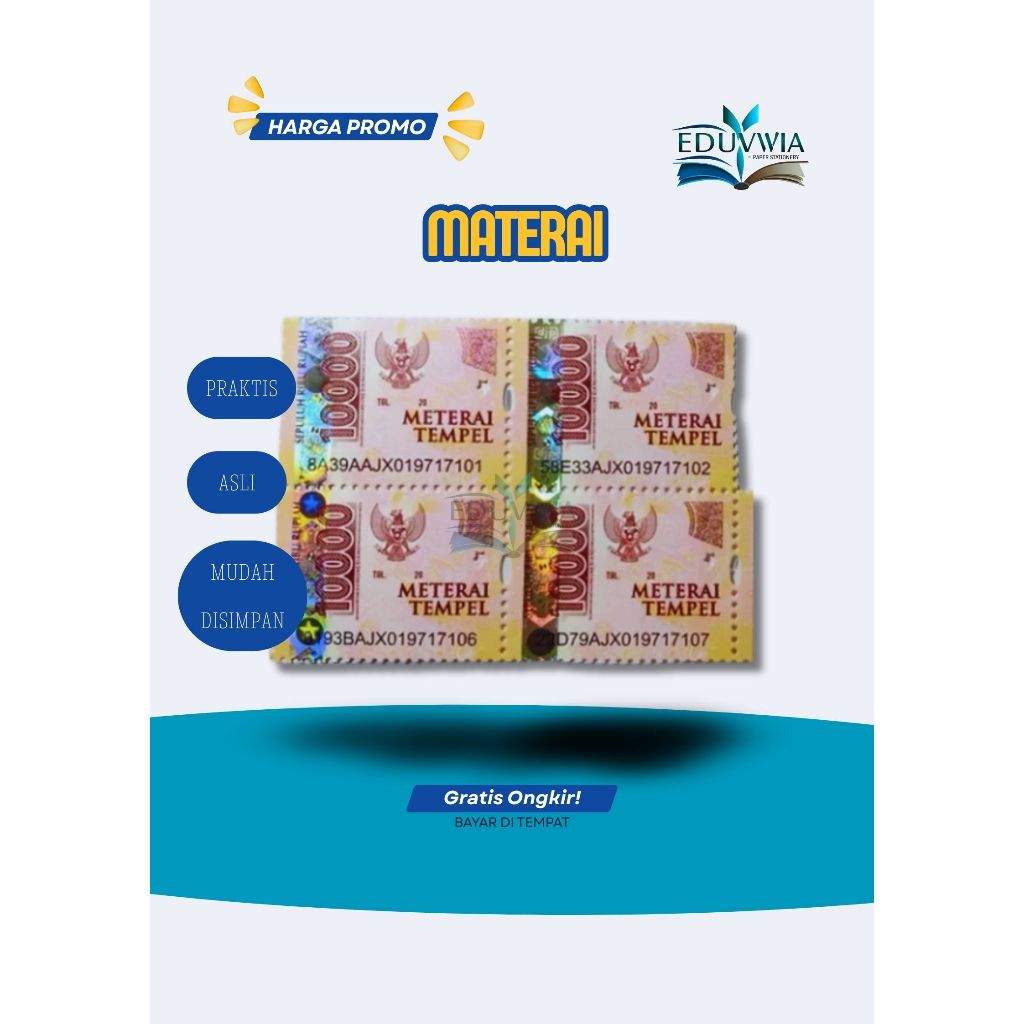 MATERAI 10.000 ASLI POS INDONESIA 1 PCS MATERAI TEMPEL 10RB