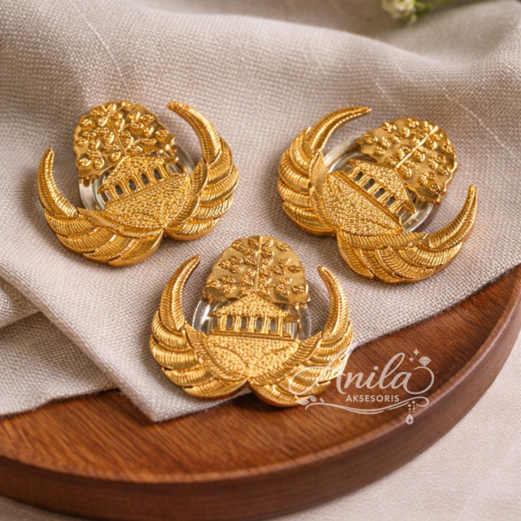 Bros Nama Custom Lapis Emas | Pin Nama Kuningan Grafir |Korpri Chip Premium Sayap Premium| Bros Nama