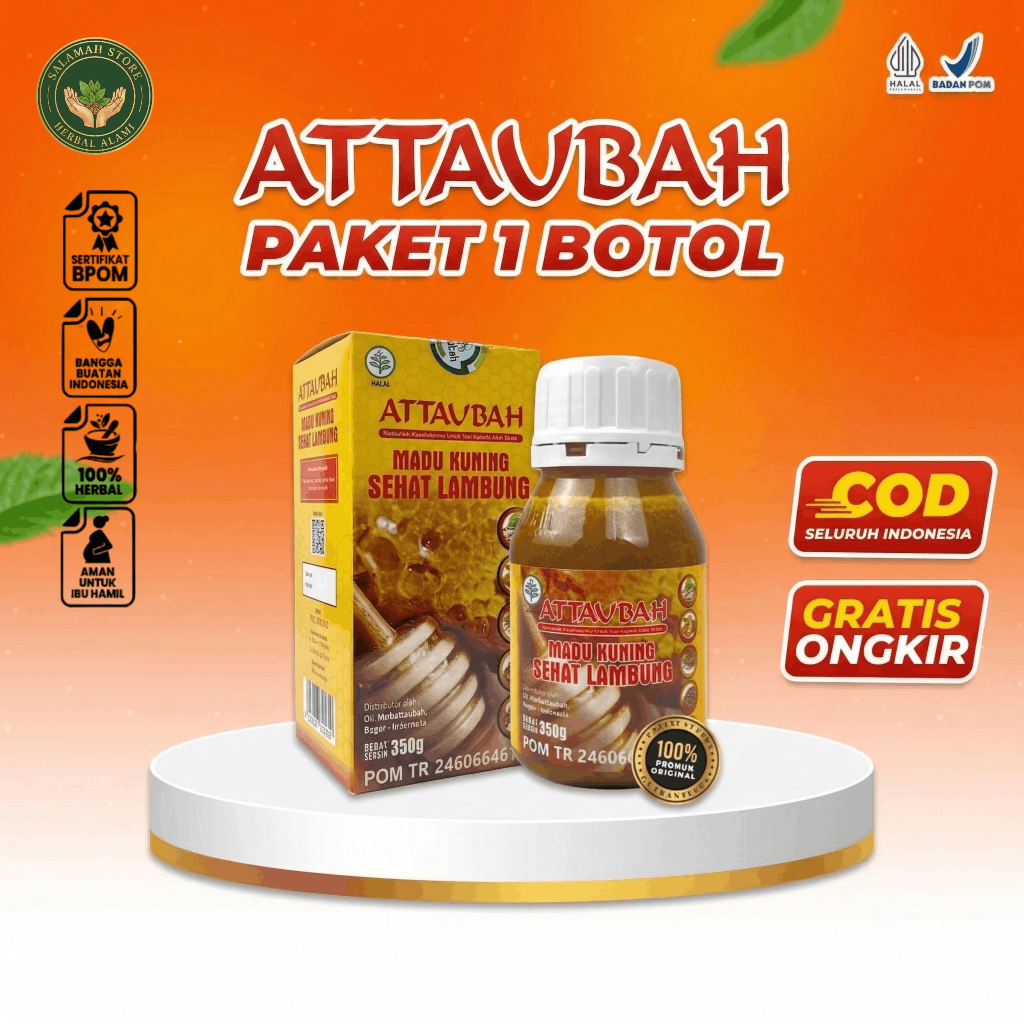 Madu Kuning Attaubah Original Obat Herbal Asam Lambung Gerd Dan Maag Kronis Paling Ampuh BPOM Asli