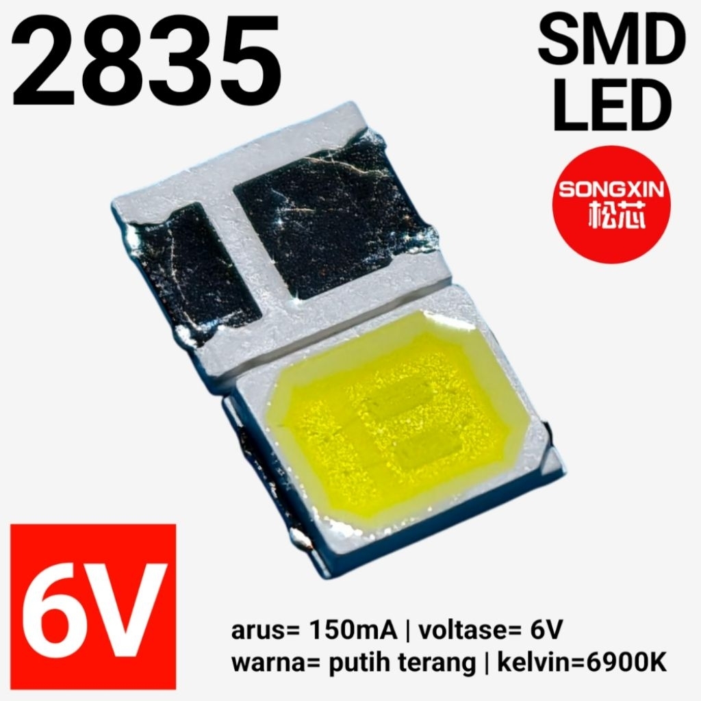 LED SMD 2835 6V 1W 150MA PUTIH TERANG UNTUK SERVIS LAMPU LED DOB BM ACR BMX