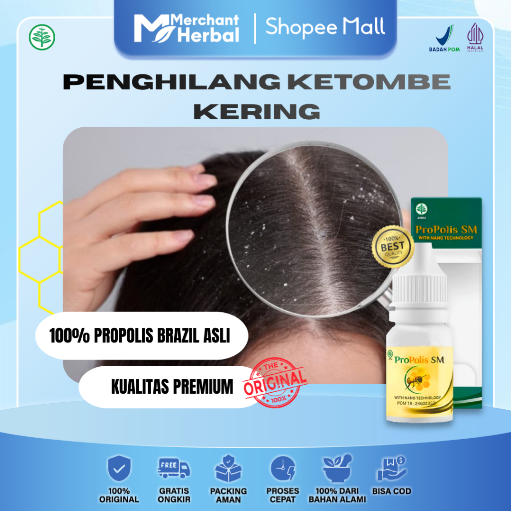 Obat Ketombe kering - Ketombe Berkerak - Ketombe Akut - ketombe Parah Rambut Rontok Propolis SM