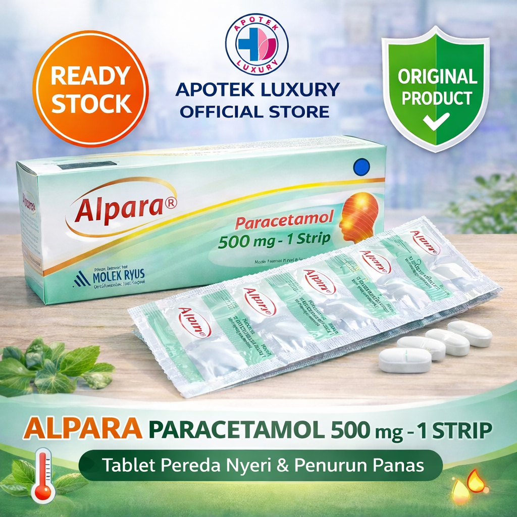Alpara Paracetamol 500 mg - Tablet Pereda Nyeri & Penurun Panas - 1 Strip