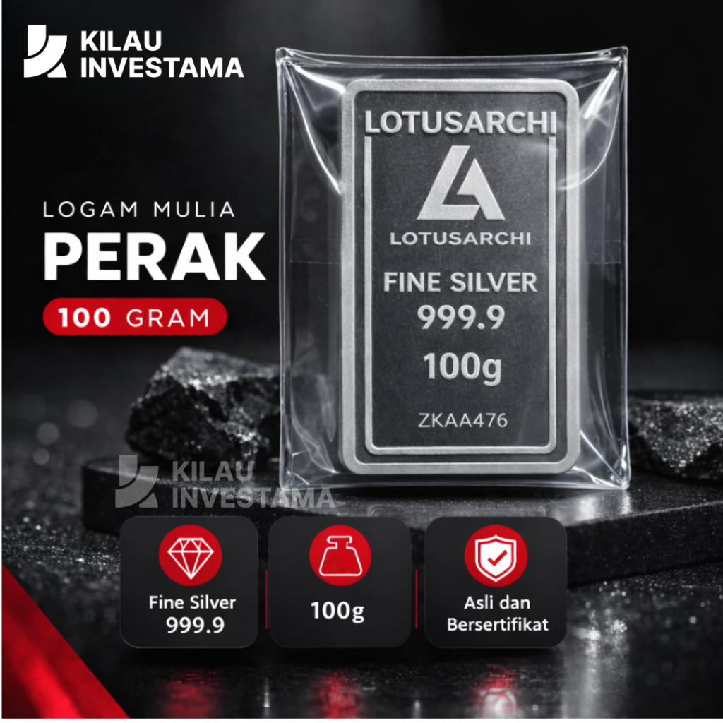 Lotus Archi Perak 100gr 999.9 Sertifikat