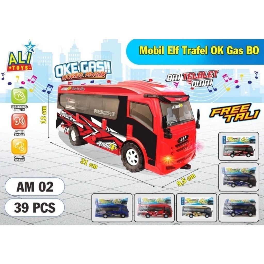SUNWAYSTORE - Mainan Anak Bus Basuri Telolet Horeg / Mainan Miniatur Bis Basuri Polisi Airline Trans