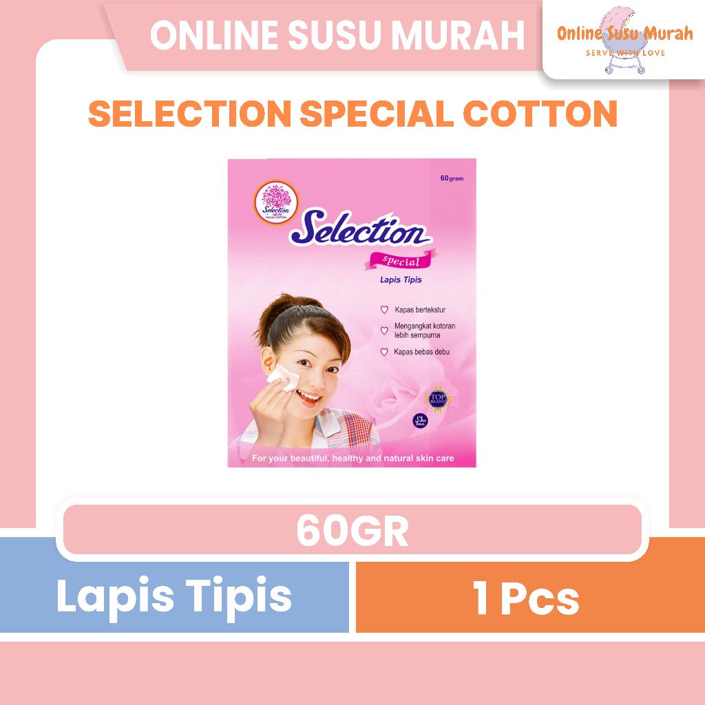 KAPAS SELECTION FACIAL COTTON SPC SPECIAL LAPIS TIPIS ISI 60 GRAM PRLA
