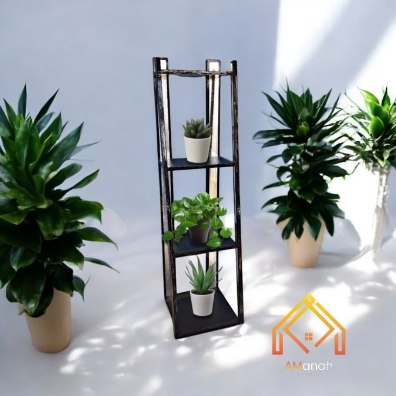 Rak Bunga Kayu Minimalis Tatakan Lantai Kotak Tinggi 120 Cm - Rak Sudut Dekorasi Ruang Tamu