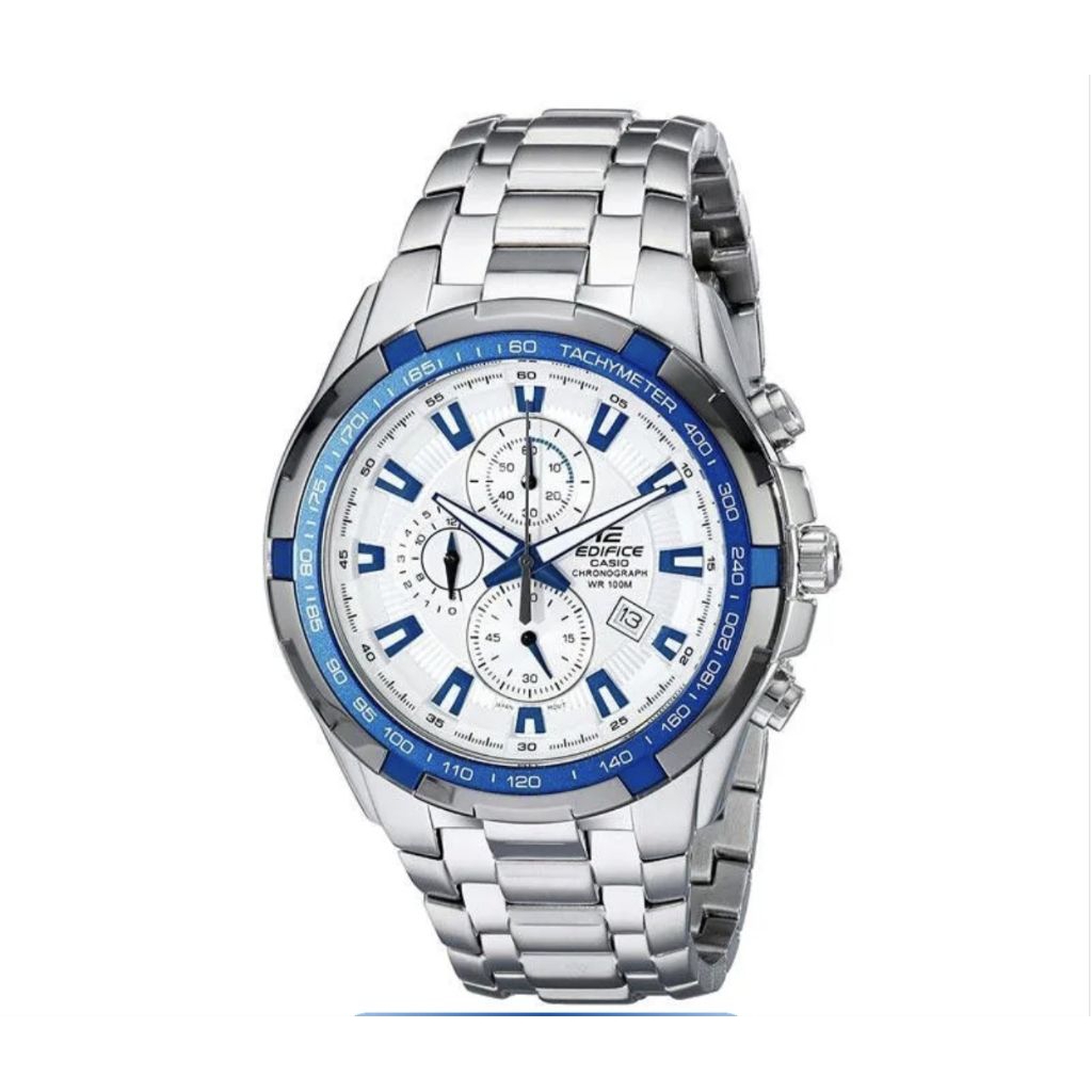 [PRELOVED] Jual Jam Tangan Pria CASIO EDIFICE Chronograph Tachymeter Original Blue Silver [EF-539D-7