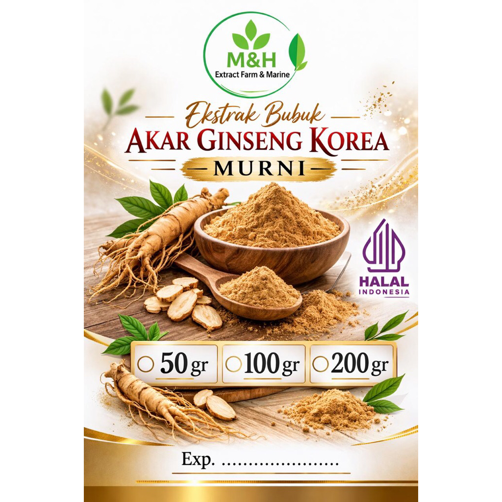 Ekstrak Bubuk Akar Ginseng Korea Murni