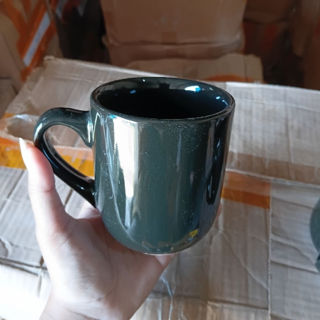 Gelas capsul hitam / Gelas keramik / Harga satuan