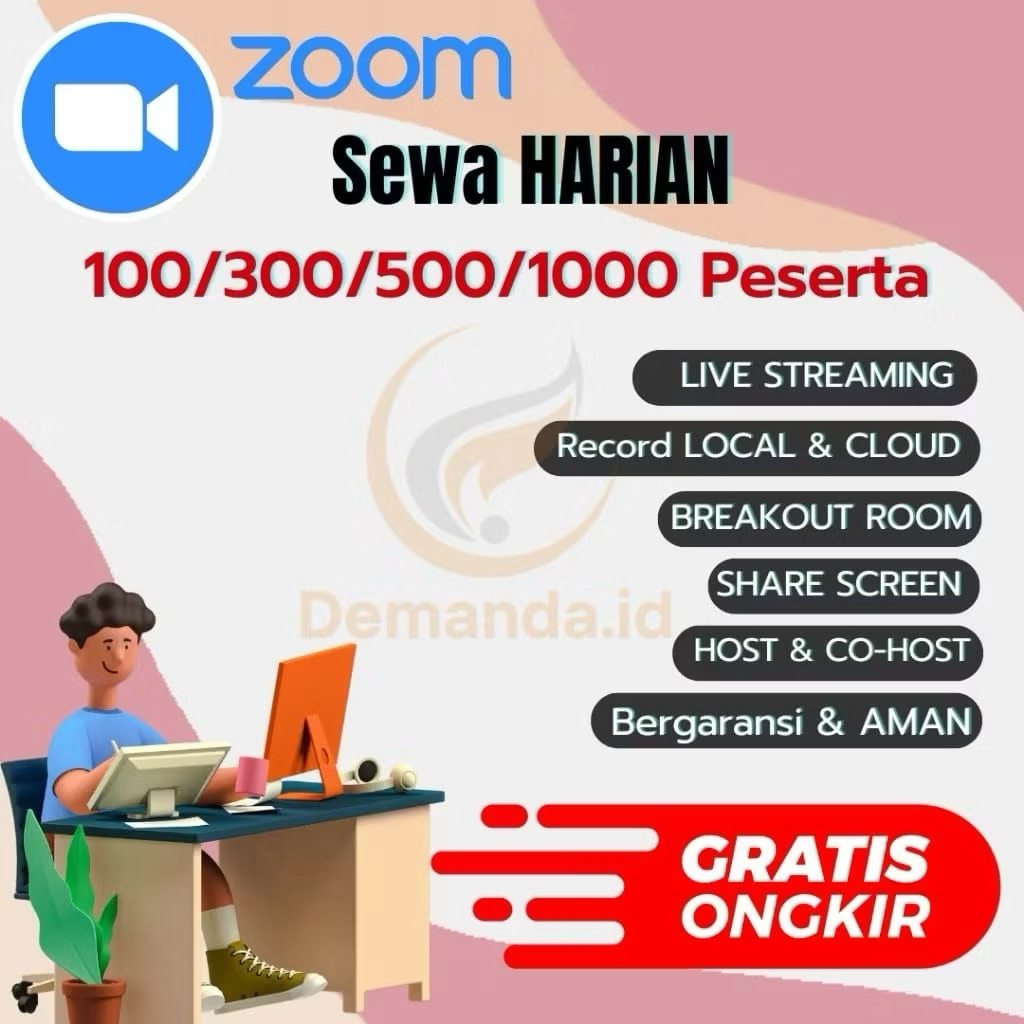 SEWA zoom Meeting Pro 1 Hari 100 300 500 Peserta Unlimited Time Anti Disabled