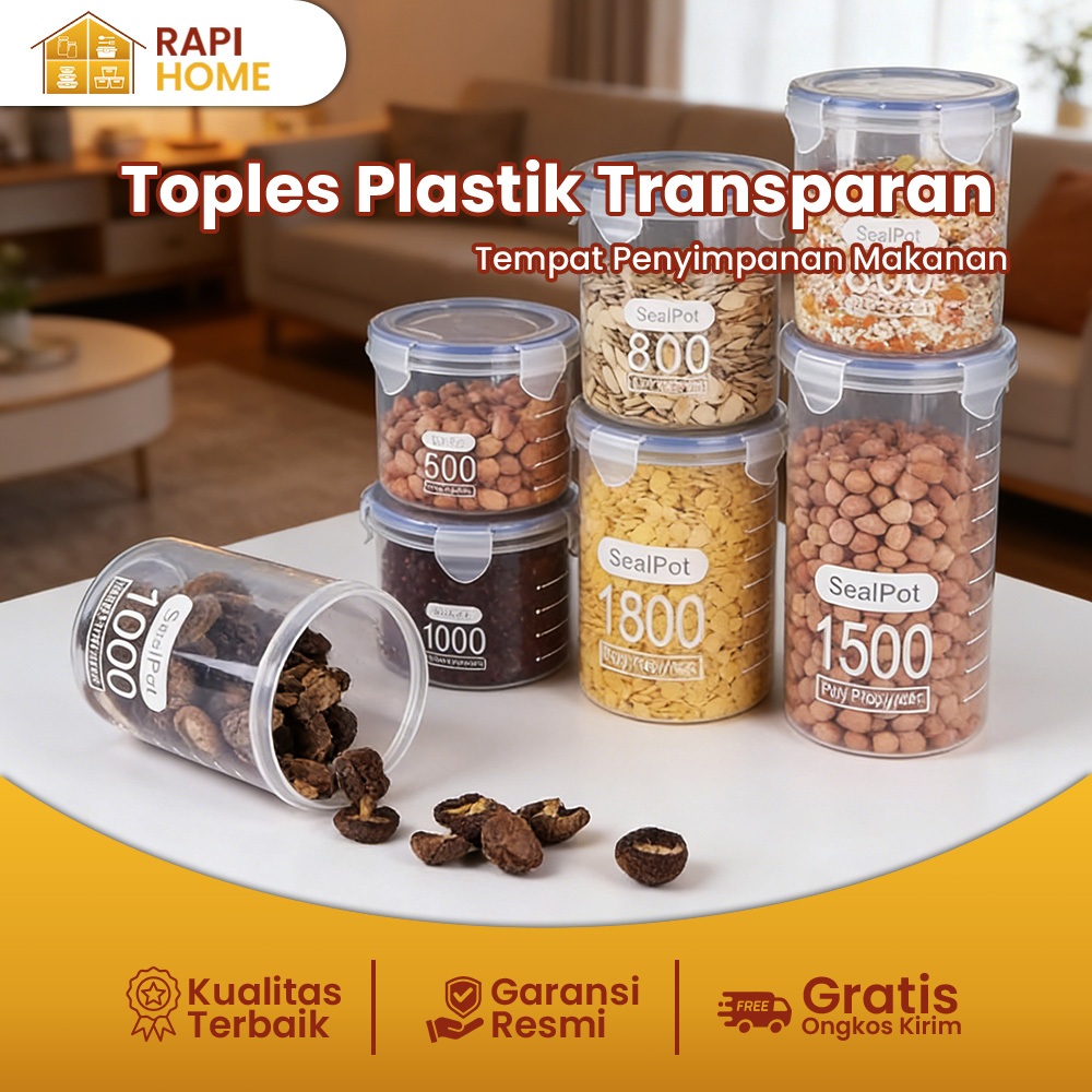 Toples plastik bening Toples plastik tebal kotak penyimpanan Toples Kedap Udara toples serbaguna,