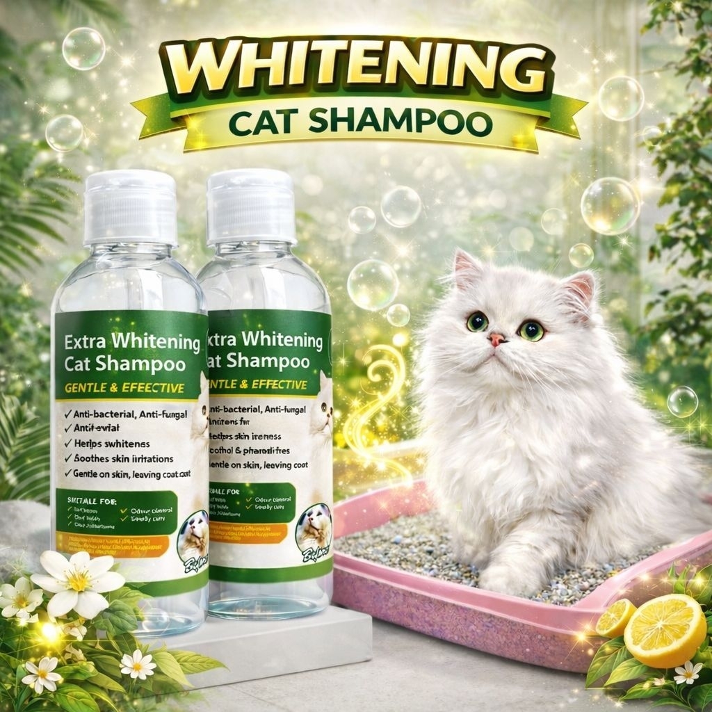 WHITENING SHAMPOO FLIPTOP - Shampoo Plus Conditioner Kucing Putih Grooming Kucing Putih Pemutih Bulu
