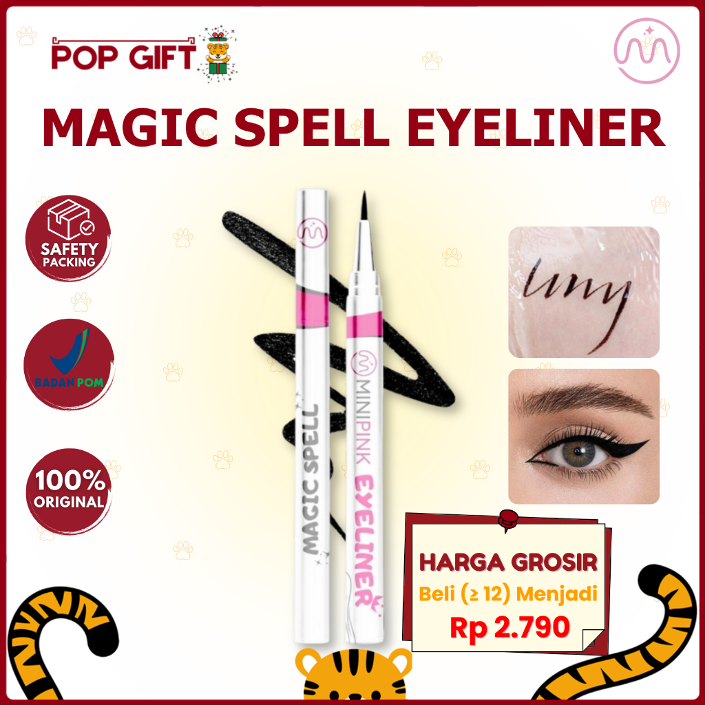 PG BPOM MINIPINK Liquid Eyeliner Hitam Magic Spell Long Lasting Waterproof Eyeliner Tahan Lama MP035