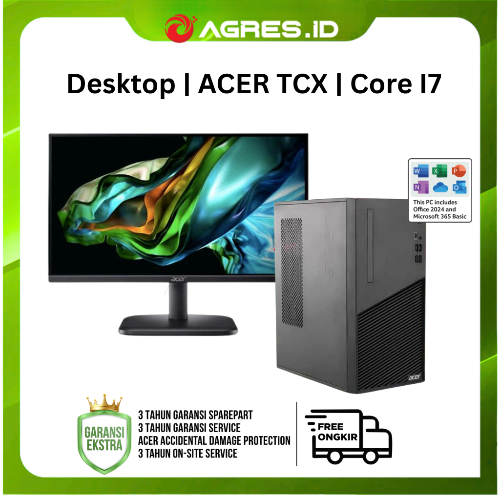 ACER PC DESKTOP TCX Core™ i7 14700 H610 - RAM 16GB 512GB W11+OHS LED 21.5"