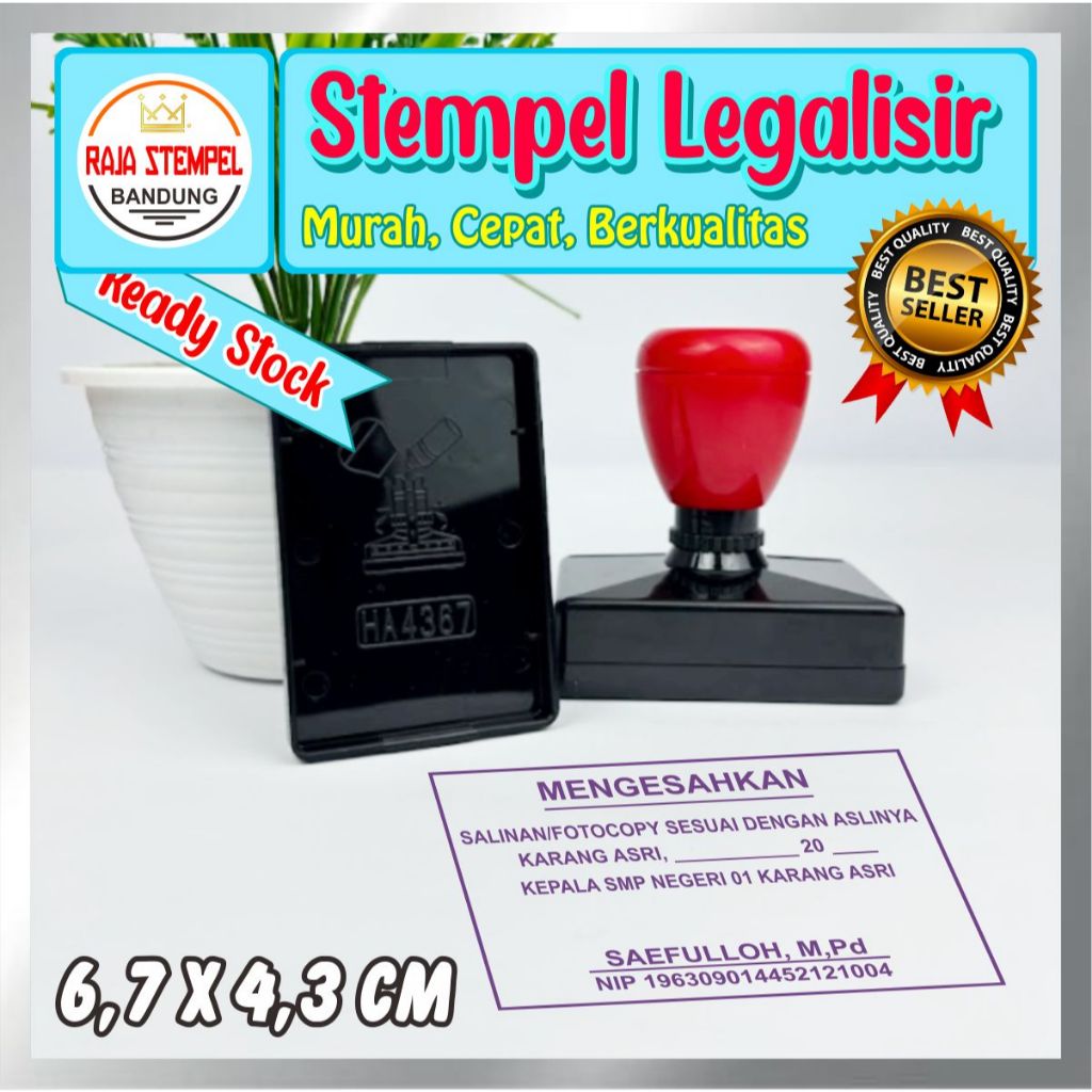 Stempel Legalisir | Stempel Ijazah | Stemple Notaris | Stamp Sekolah ukuran 6,7 x 4,3 cm