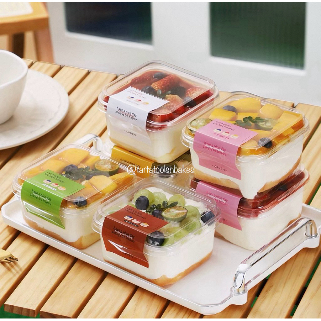 (10PCS) Kotak Mika Cup Segi Dessert Box | Mika Persegi Salad / Pudding | Mika Kue Tiramisu Serbaguna