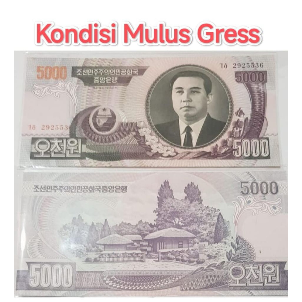 Uang Kertas 5000 Won Korea Asli Koin 5.000 Won Korut Korea Utara Souvenir Mahar Koleksi Logam Coin L