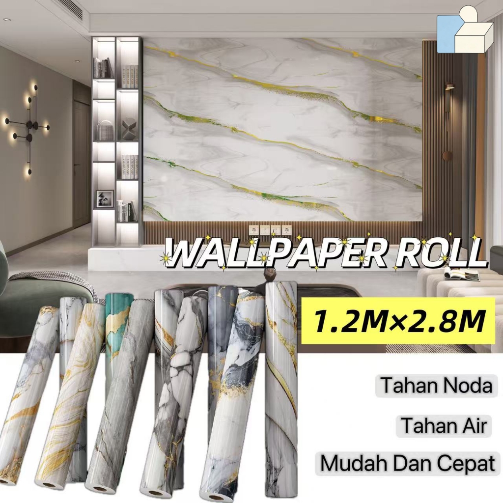 Wallpaper Dinding Motif Vinyl Marble Foam Roll Sticker 1.2M×2.8M / Sticker Marmer Dekorasi Kamar PVC