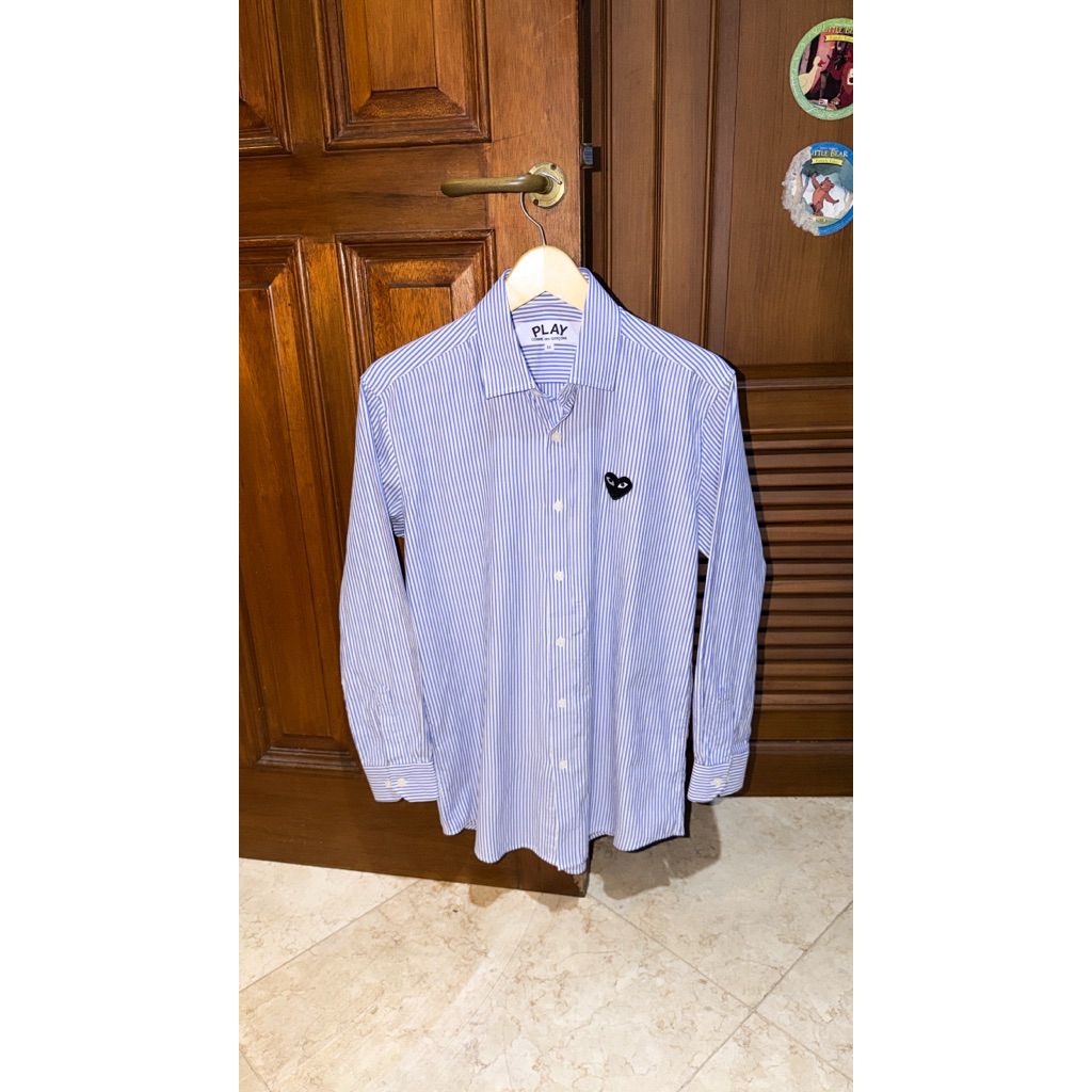 Kemeja Play CDG Stripe Blue Salur Garis Biru size M