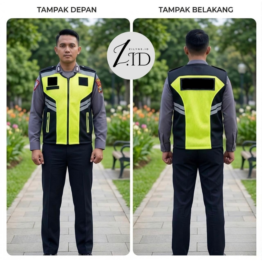 Zlyns.id -  Rompi Security Rompi Satpam Rompi Polisi Iga Hitam Free Nama Double Mesh Kualitas Premin