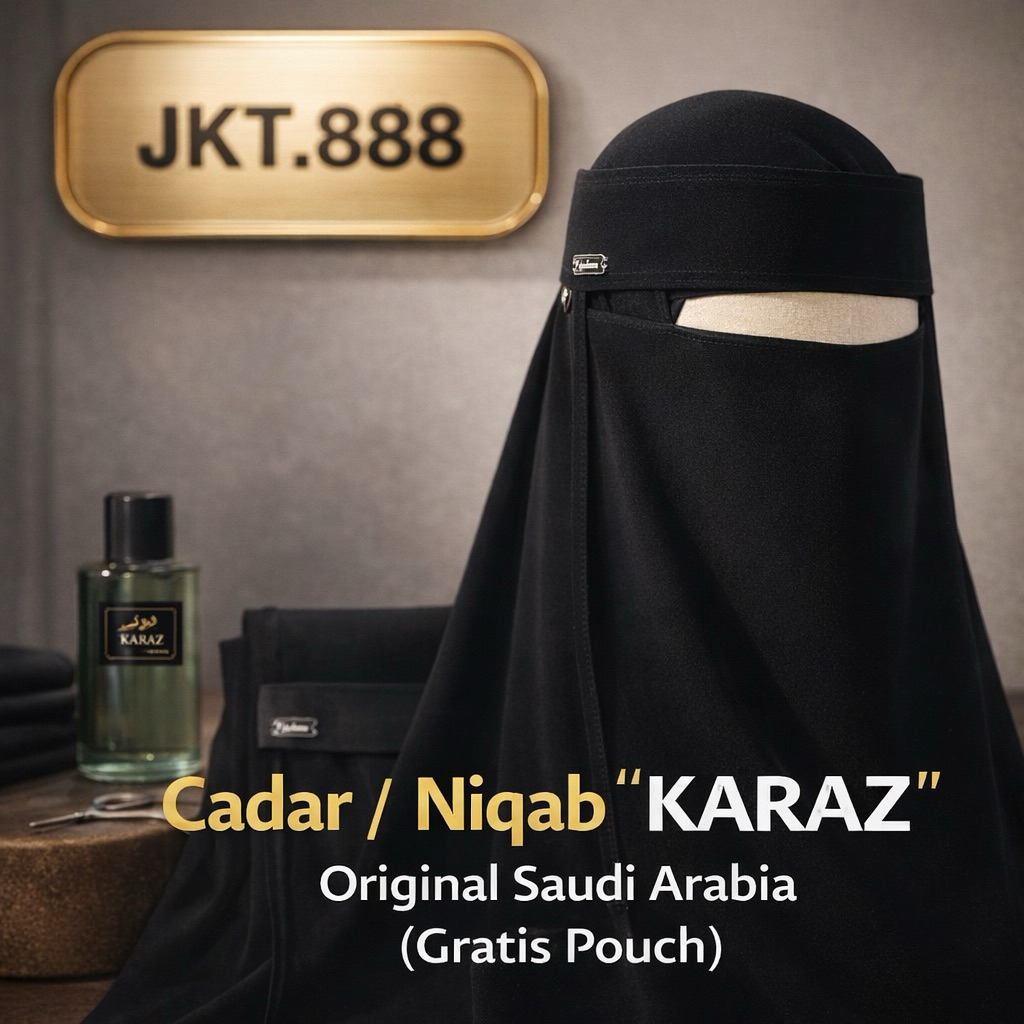 [ GRATIS POUCH ] Cadar KARAZ Original - Niqob Poni & Niqab Makan ASLI Saudi Arabia