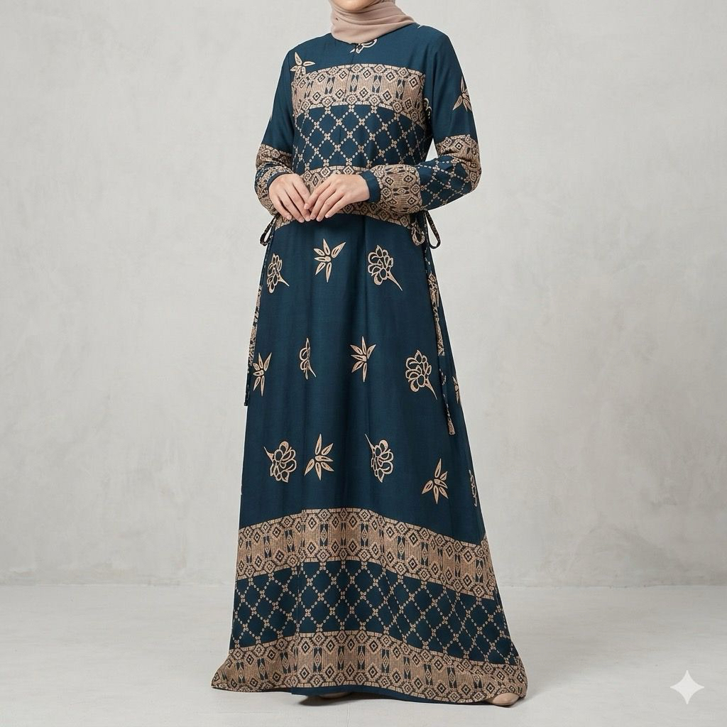 gamis rayon jumbo ld 120 motif polkadot model rempel