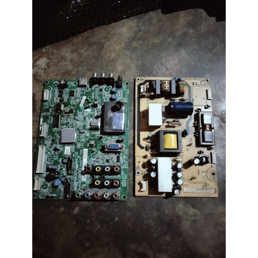 SATU SET MAINBOARD MB POWWR SUPPLY PSU MESIN TV POLYTRON PLM24M60 PLM 24M60