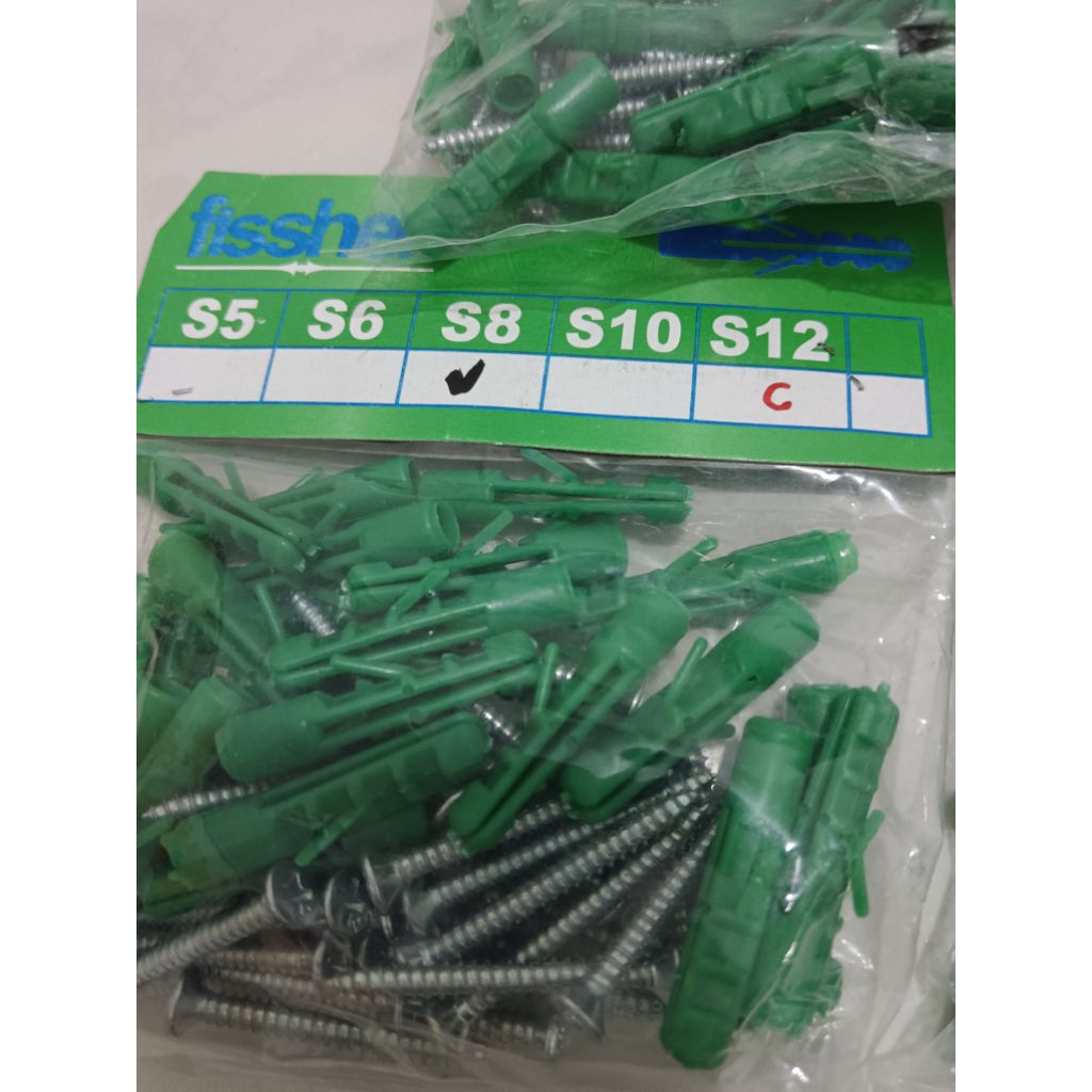 FISHER VISER DINDING 8MM+BAUT 8MM KURANG LEBIH 20PCS