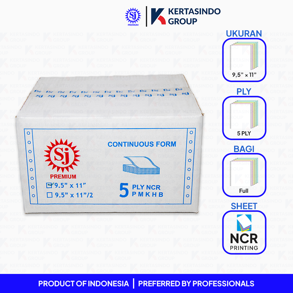Kertas Continuous Form SJ Premium NCR 5 PLY 9,5 x 11