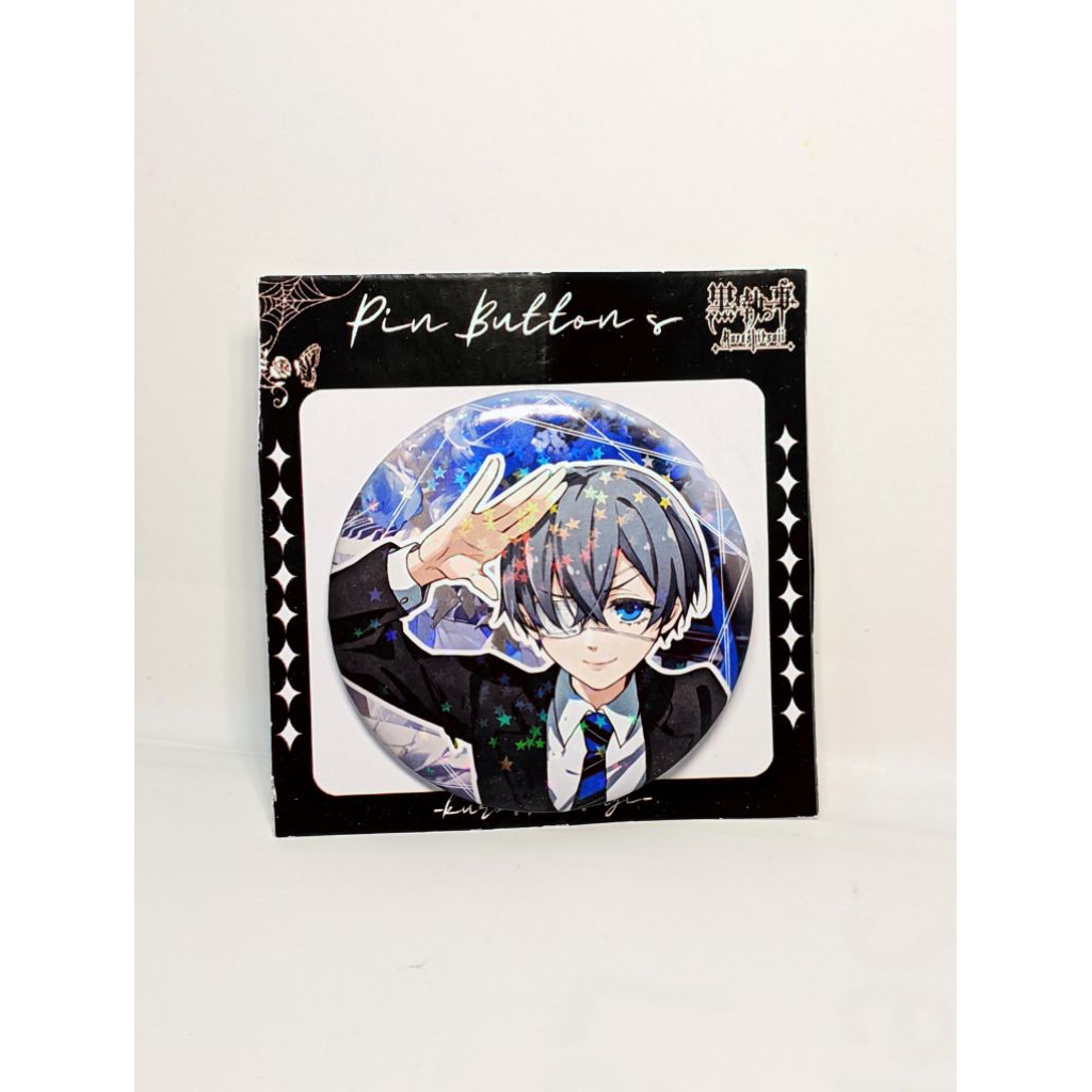 FREE GIFT Button pin hologram Black Butler, collectible badge Ciel Phantomhive bahan metal/kaleng