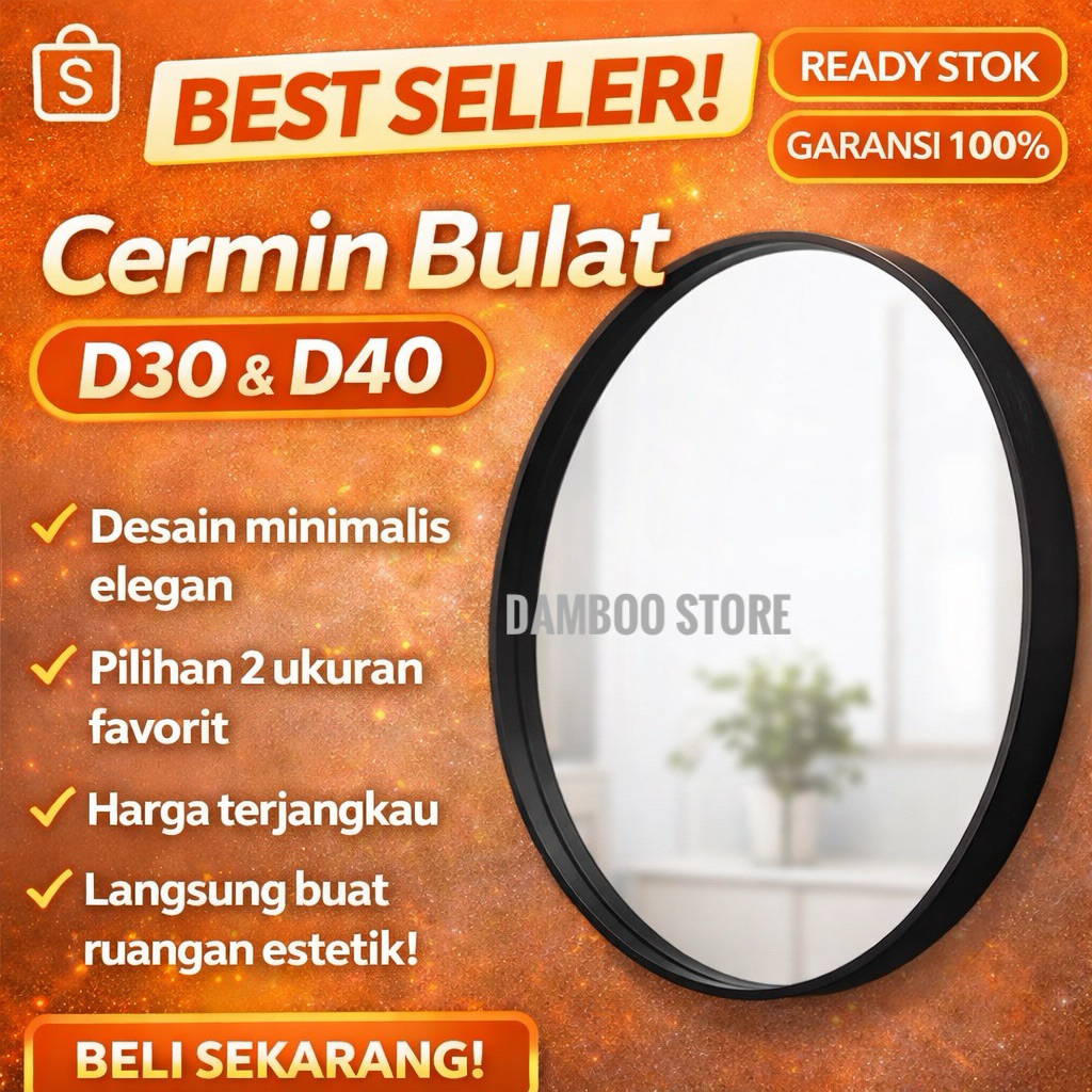 Cermin bulat aesthetic cermin kamar mandi