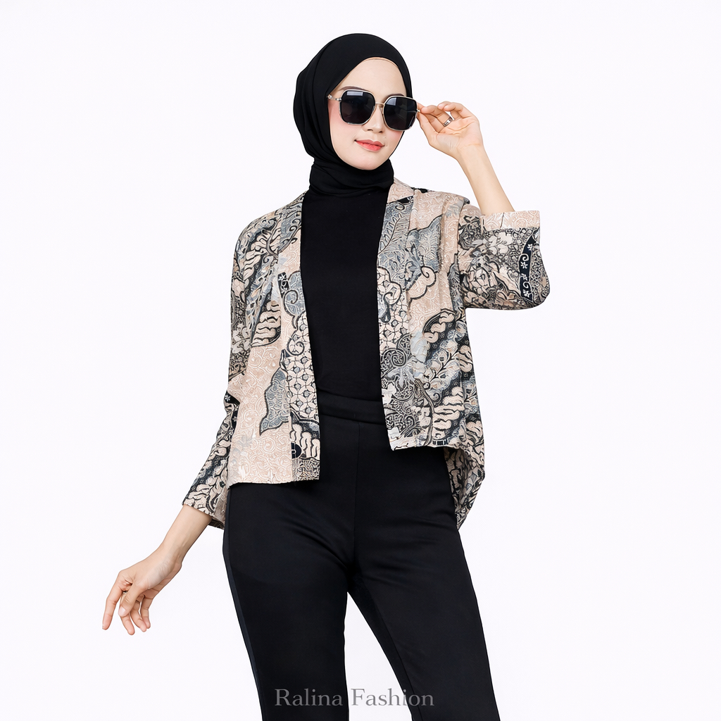 Outer Batik Wanita Modern Premium | Blazer Batik Wanita Hijab Elegan | Outer Batik Kondangan-Ralina 