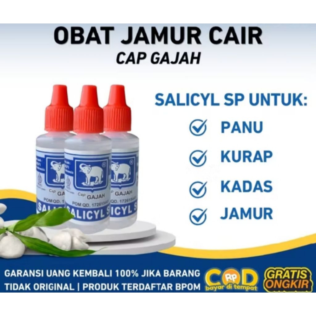 Obat Jamur Cair Salicyl SP Cap Gajah Asli BPOM – Atasi Panu, Kurap, Kadas & Jamur Kulit | Obat Jamur