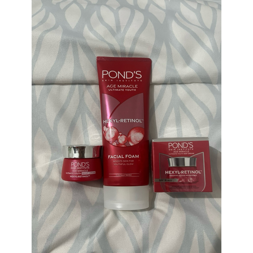 PAKET SET Pond's Age Miracle Ultimate Youth Hexyl-Retinol dengan Retinol Facial Foam 100g, Night Cre