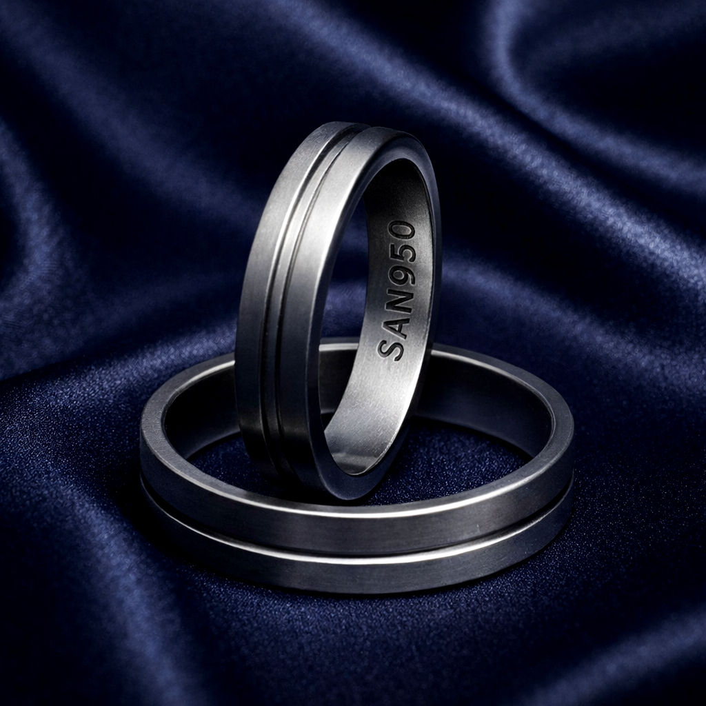 Cincin Couple Hitam H21 - Ring Kawin Nikah Tunangan Perak Platinum Palladium Emas | Doff Minimalis