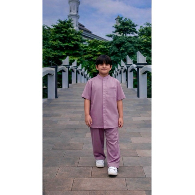 koko anak mauve | Dusty purple | setelan koko anak | couple ayah dan anak koko