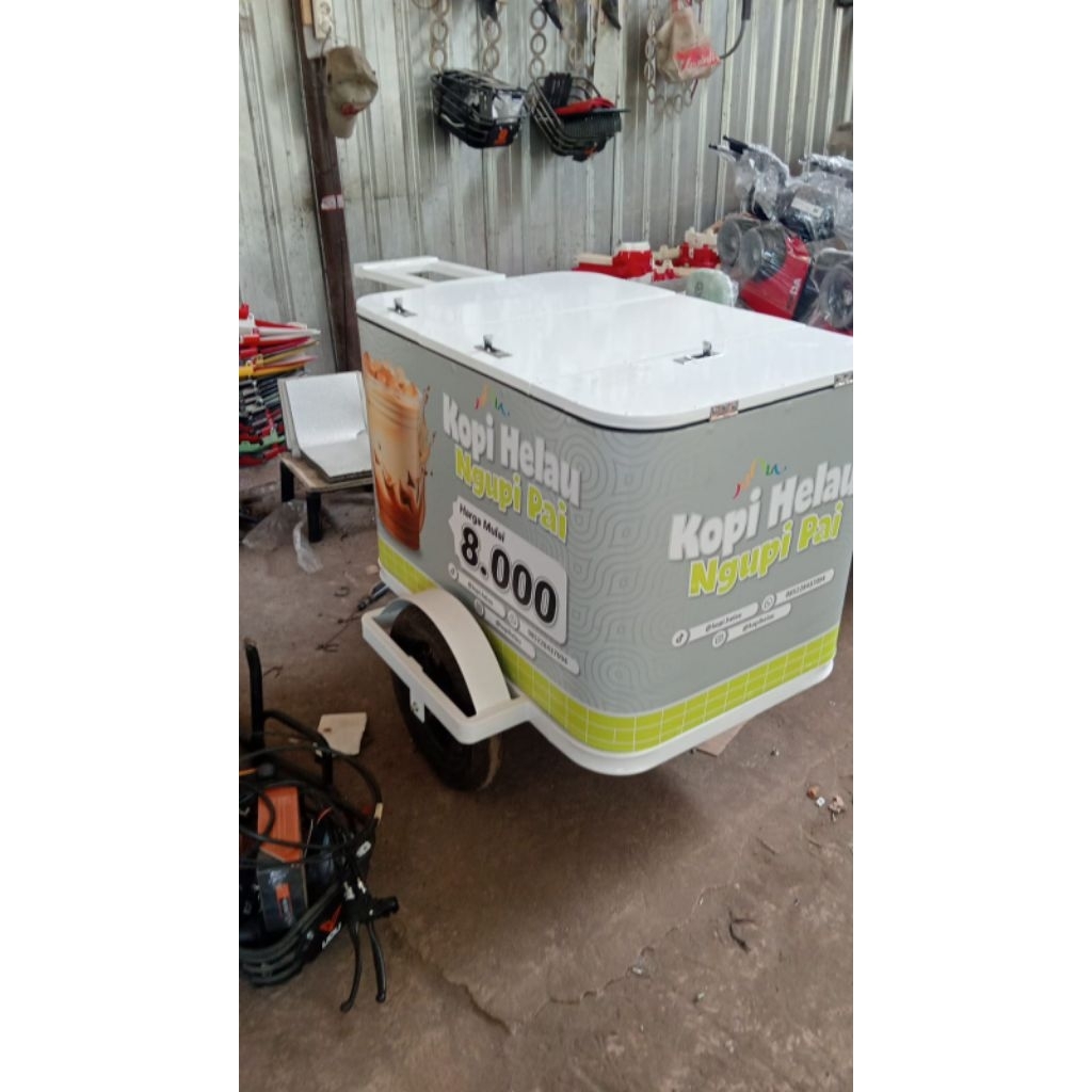 gerobak tarik motor | gerobak kopi keliling tarik motor