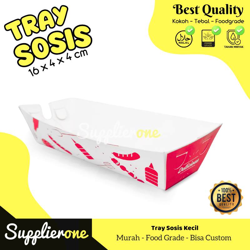 Tempat Sosis Bakar, Box Sosis, Paper Tray Sosis Kecil, Kemasan Sosis