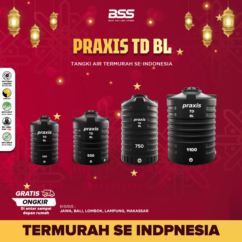 Tandon Toren Tangki Air PRAXIS 350 L sampai 1100 L + PELAMPUNG