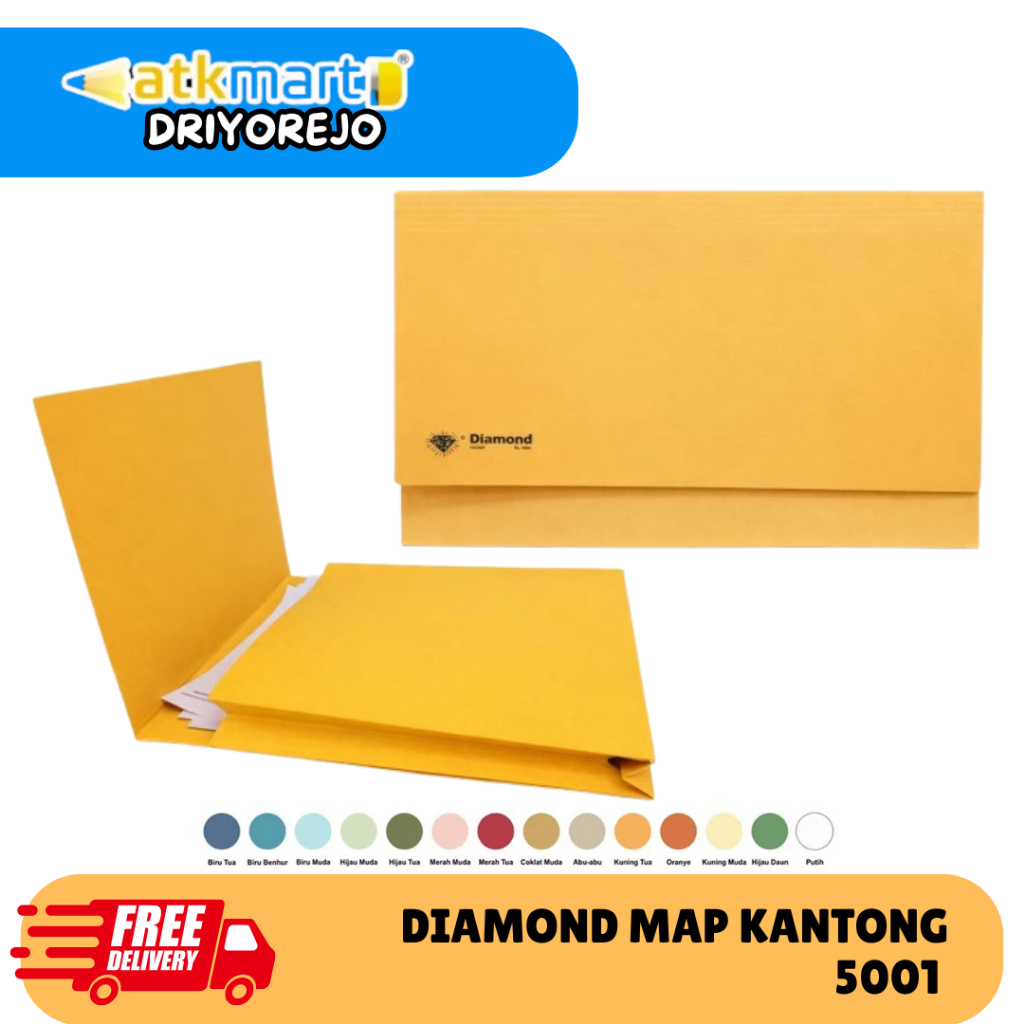 (6 PCS) DIAMOND MAP 5001 MAP KANTONG KERTAS TEBAL FOLIO F4 WARNA HIJAU KUNING BIRU MERAH ORANGE